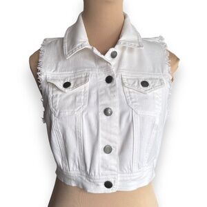 FOREVER 21 white denim cropped vest size S